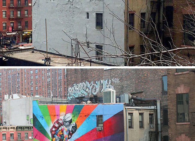  Fotos comparativas muestran el poder del arte urbano en muros grises
